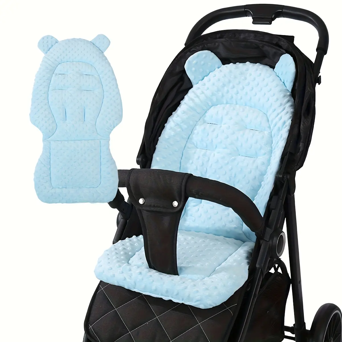 1pc Plush Stroller Mat for Most Strollers - Soft Breathable Polyester A-Adorned with Plush Warmth, Summer Comfort & Secure Fit for Baby Carriages & Prams, Traveling Gear, Stroller Accessories, Baby Stroller Seat Cover, Cozy Stroller Accessory