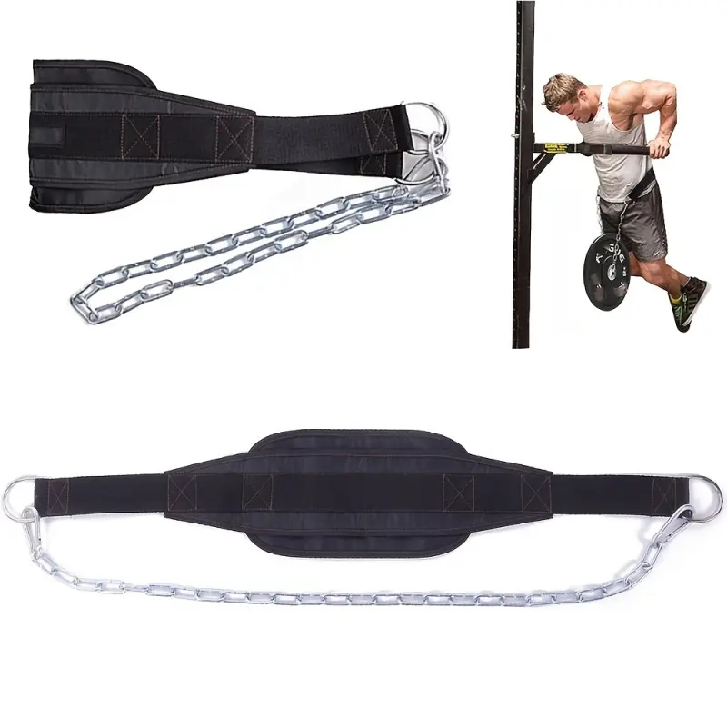 Gym Weight Lifting Dip Belt with Adjustable Chain, Weighted Training Belt for Pull Ups, Bodybuilding & Strength Workout Equipment, Weightlifting Equipment, Weight Training Gear