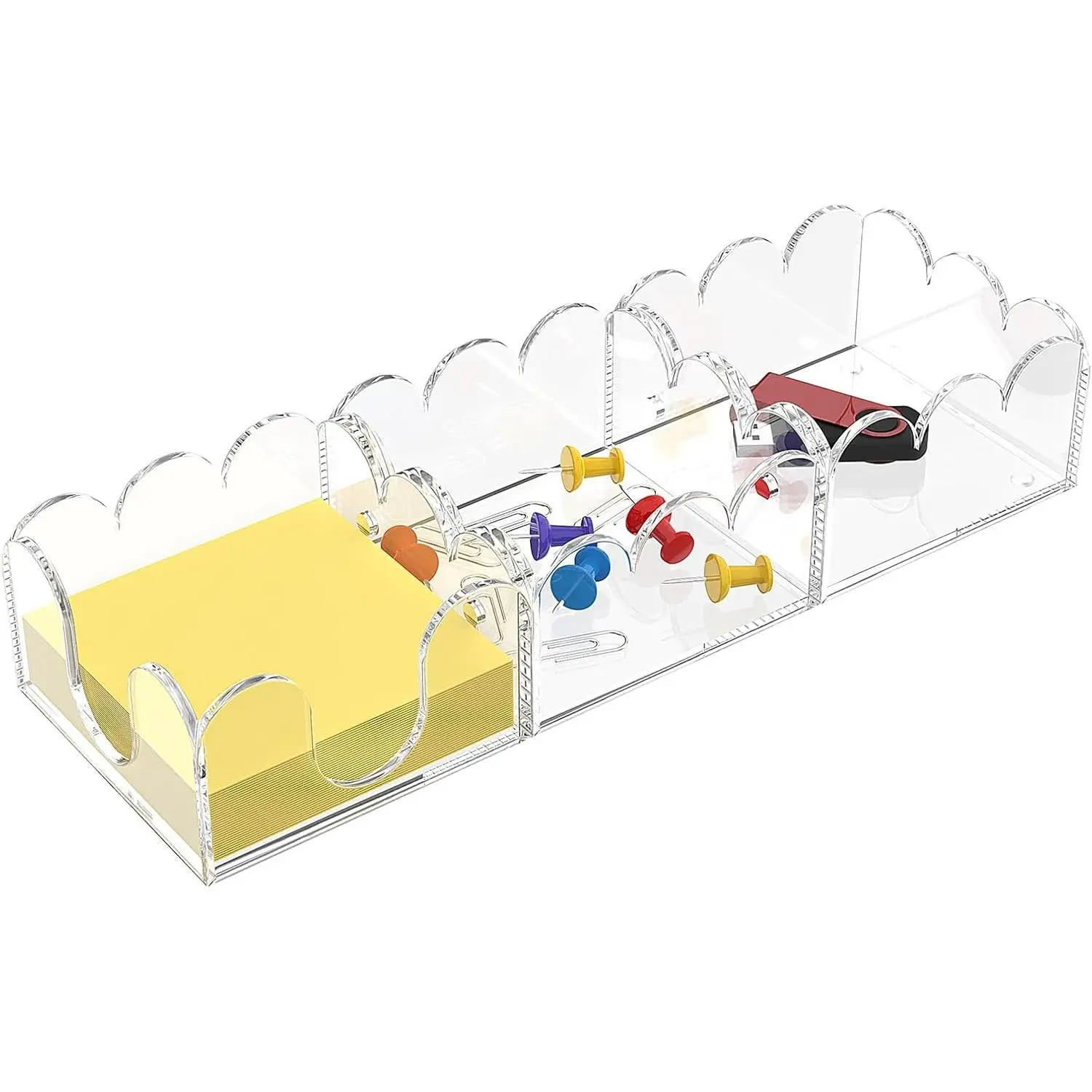 Magnetic 3-in-1 Acrylic Sticky Note Holder Dispenser, Modern Desktop Organizer for 3x3 Post It Notes & Memo Pads with Non-Slip Base, Ideal for Productive Workspace at Office, Home or School, Clear
