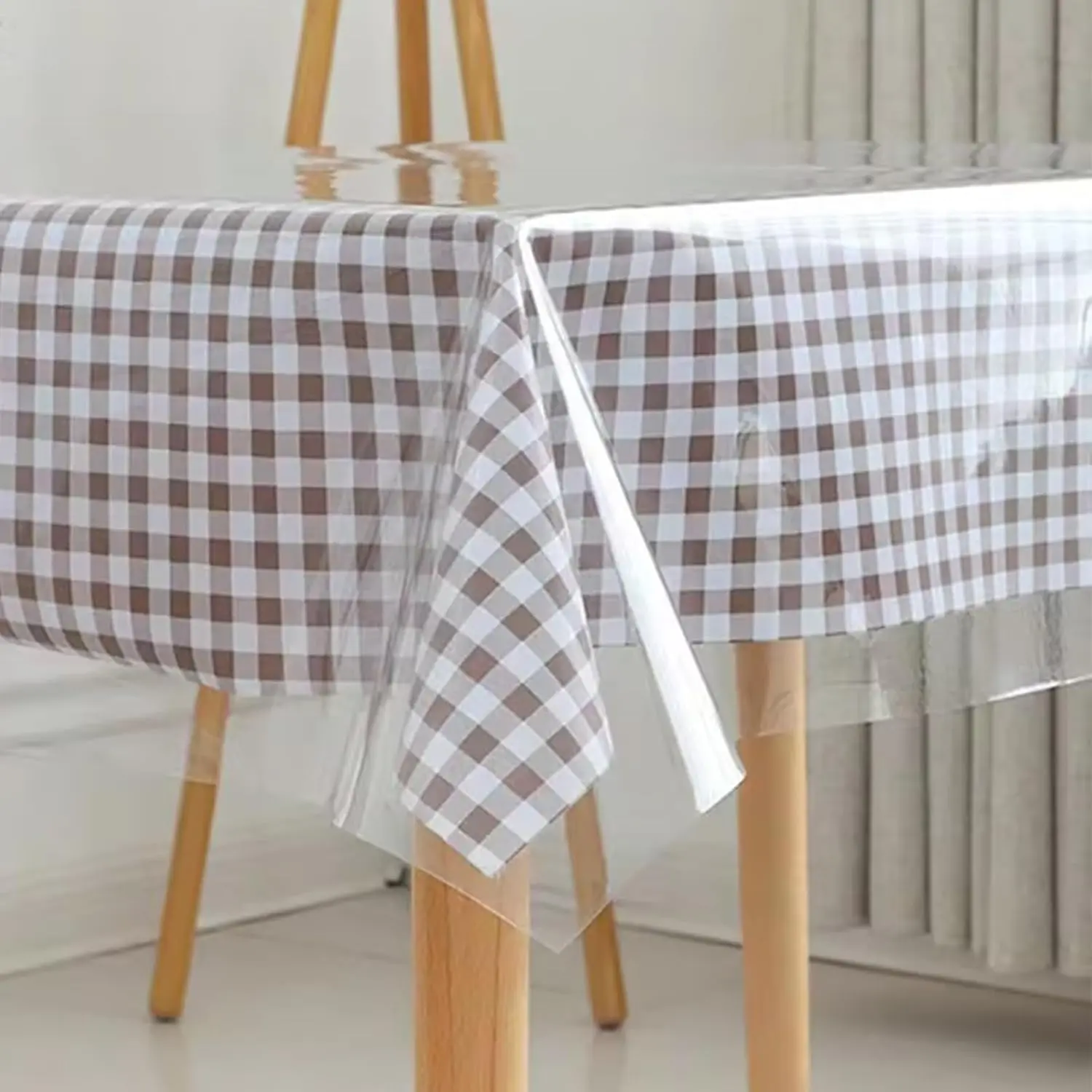 Clear Plastic Table Cover Protector 54 x 54 inch Square Transparent Sheet Tablecovers   Oil Spill Proof Clear Vinyl PVC Table Cloths WipeableTablecloth Table Protector for Dining