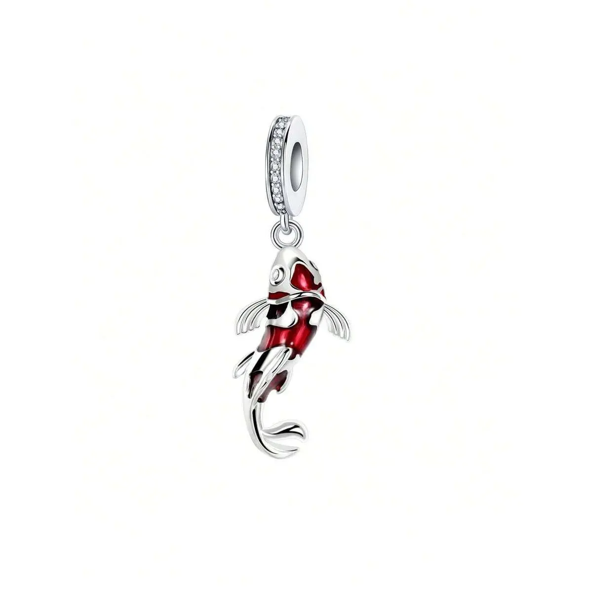 1 PC Silver-Plated Pendant, Crucian Carp Diamond Red Pendant, Chameleon Blue Pendant Ball Suitable For Bracelet DIY Women's Jewelry Handmade Gift