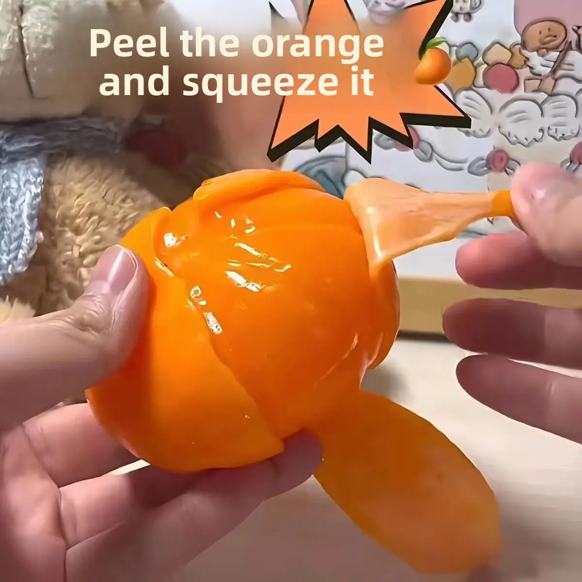 Creative Classroom Simulation Peeling Orange Stress Relief Squeeze Toy, Internet-Famous Stress-Relief Squeezing Toy