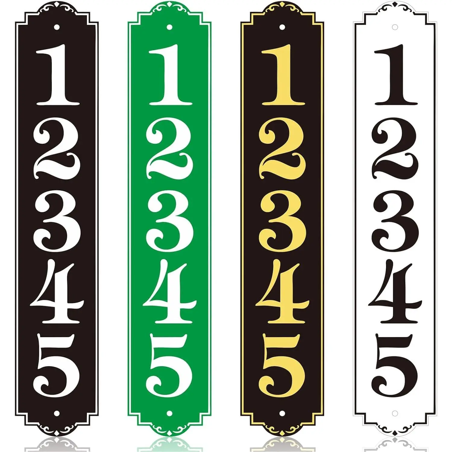 Reflective Address Plaque Vertical - (18'' x 3.5 '') Personalized Address Sign,House Number Sign Plaque,House Address Numbers for Outside House,Yard,Garden,Brick Mailbox,Fence,Driveway