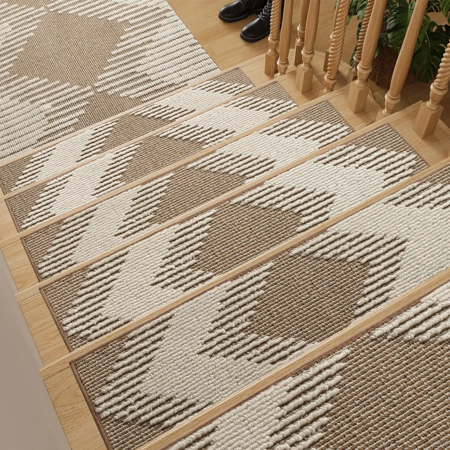 1 count Stair-Treads Non Slip,  Peel and Stick Stair Treads for Wooden Steps Indoor, Stair-Carpet Treads Washable  Adhesive Stair-Runner Rugs for  and Dogs 8"x30" Brown