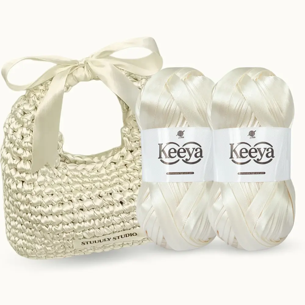 Keeya 2-Pack Satin Thread, High-Quality Silk Thread for Handmade Crafts, Ideal for Bags, Hair Accessories, Gift Decorations