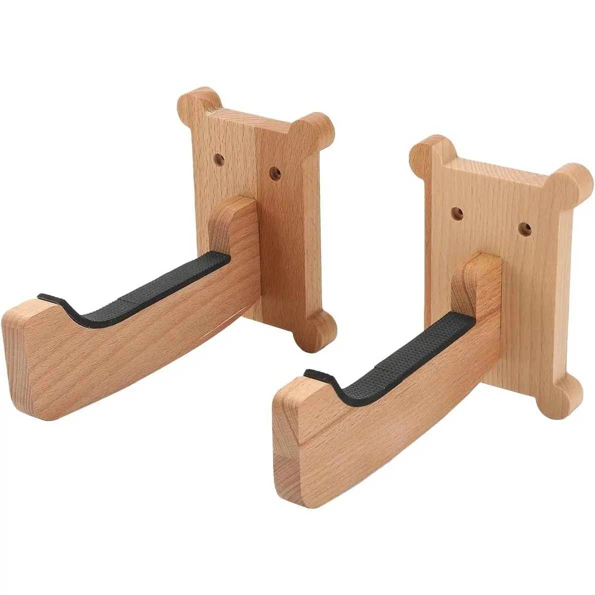 Wooden Surfboard Wall Mount Rack - Beech Wood Hangers with M6 Expansion Bolts - Vertical/Horizontal Storage for Longboard, Shortboard, Skimboard