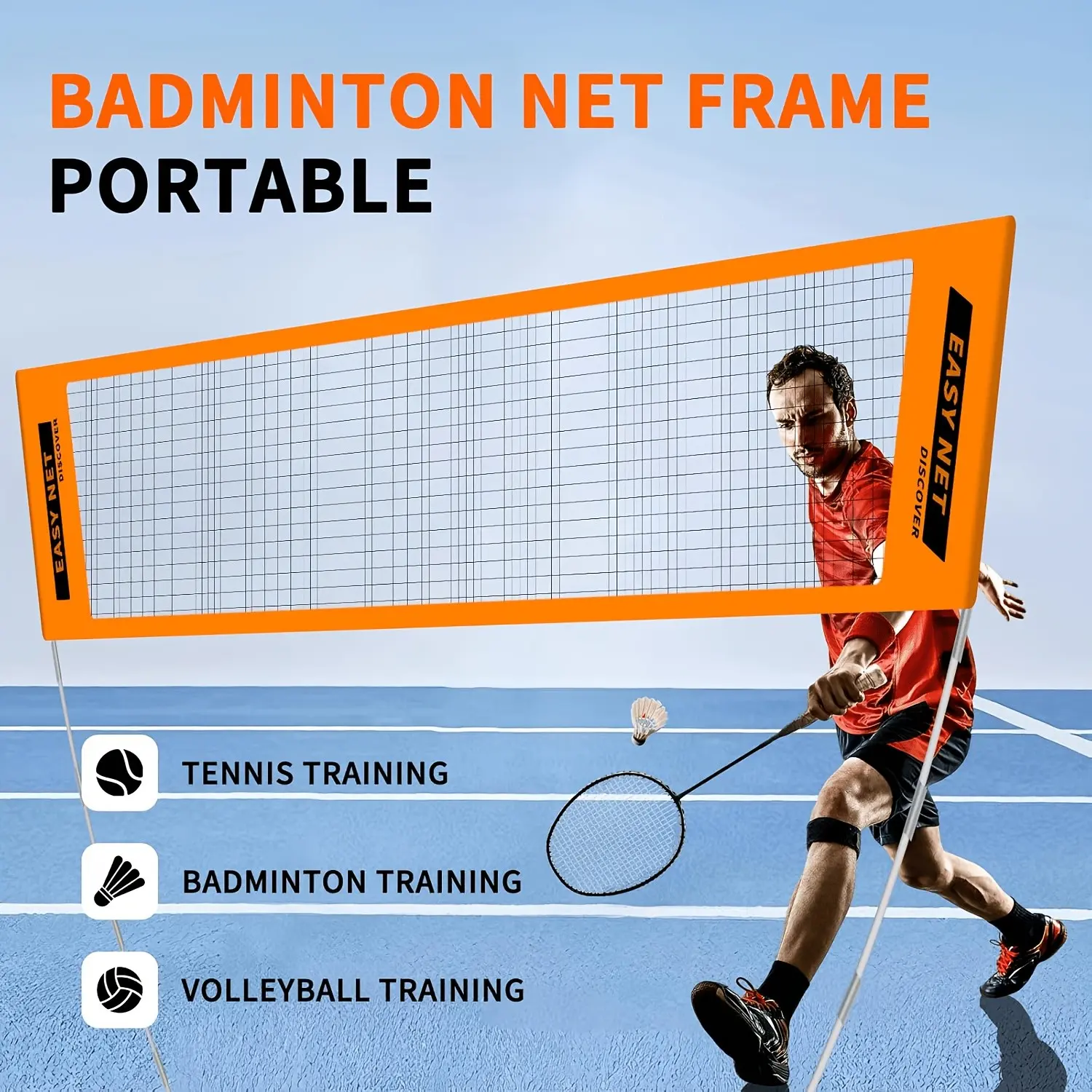 Portable Adjustable Badminton Net Set with Storage Bag, Ideal for Outdoor Volleyball and Tennis, Quick Assembly Training Equipment, Exercise Equipment