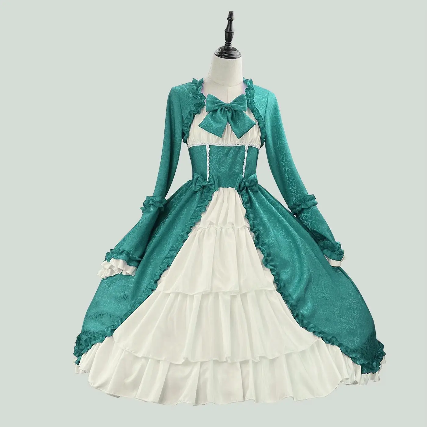 Women's Vintage Rococo Polyester Ball Gown Costume - Ruffle, All Black, Multi-Size Including S/Plus Size/XXL, Floor-Length Elegant Princess Dress for Victorian Cosplay & Halloween with Accessories