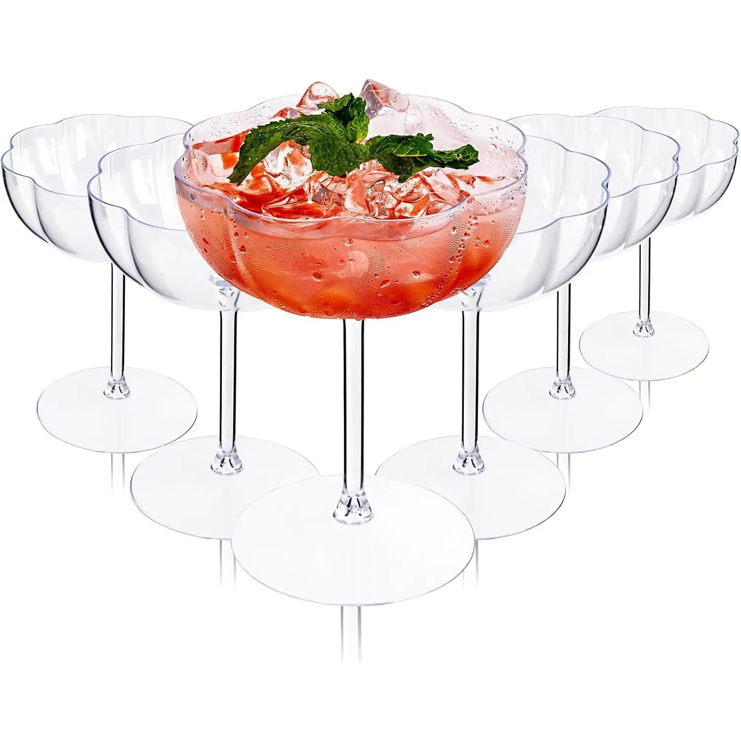 12 count Plastic Martini Glasses - 10 Oz Elegant Disposable  Glasses for Champagne  Wedding Party Anniversary Bar