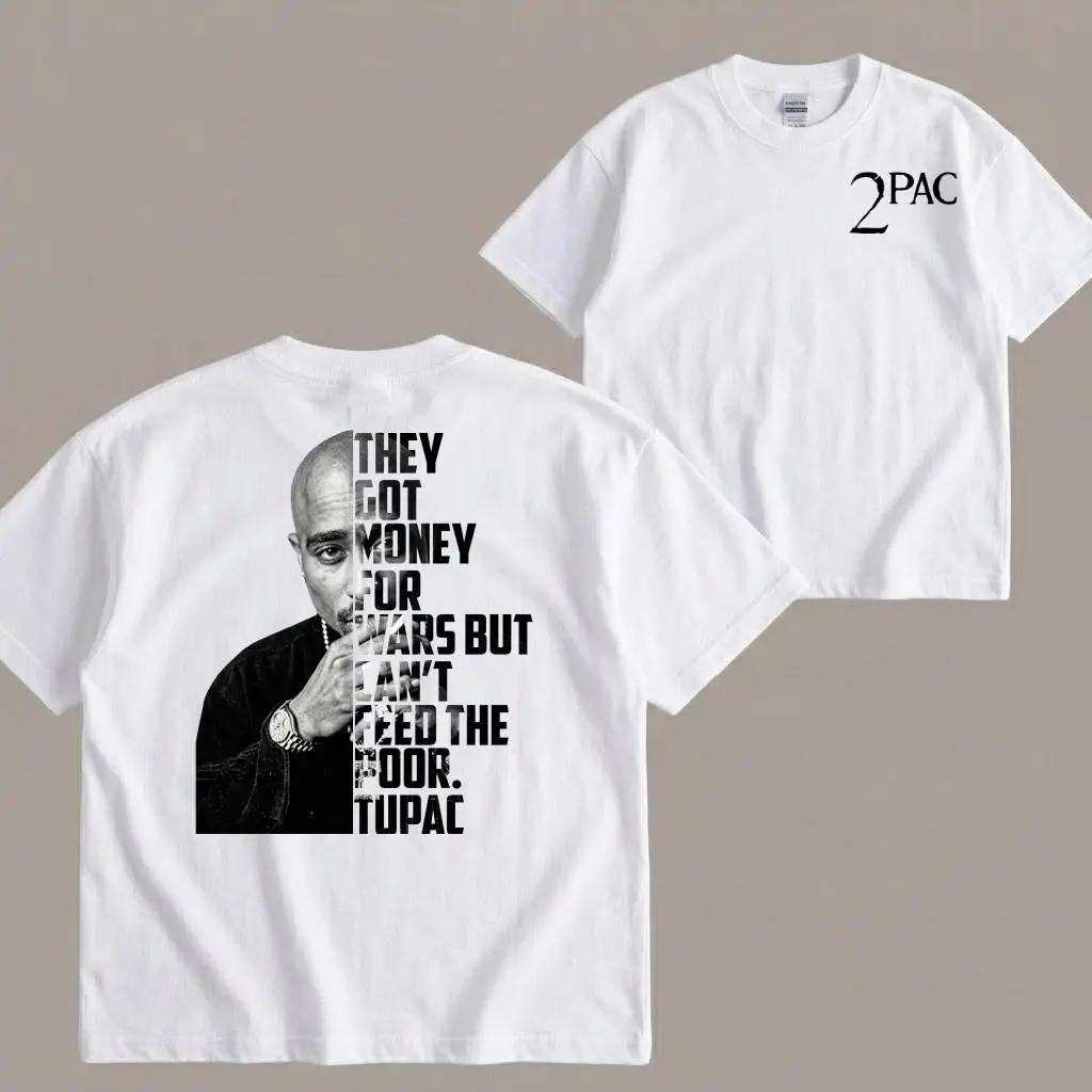 Women's Hip Hop Graphic T-Shirt with 2Pac Tupac Shakur Print, Soft 100% Cotton with Short Sleeves and Ribbed Round Neck, Hem, Stretchy, Breathable, Fabric, Shortsleeve, Top, Tshirt, Casual