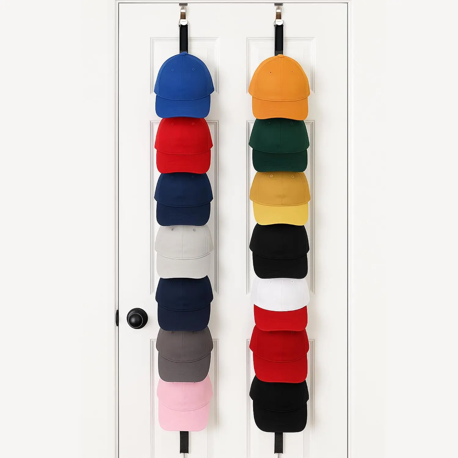 Over the Door Cap Rack Organizer 2 Pack Holds Up to 16 Baseball Hats Hat Storage System for Men Women and  Adjustable Closet Hanger with Hooks for Easy Hat Display