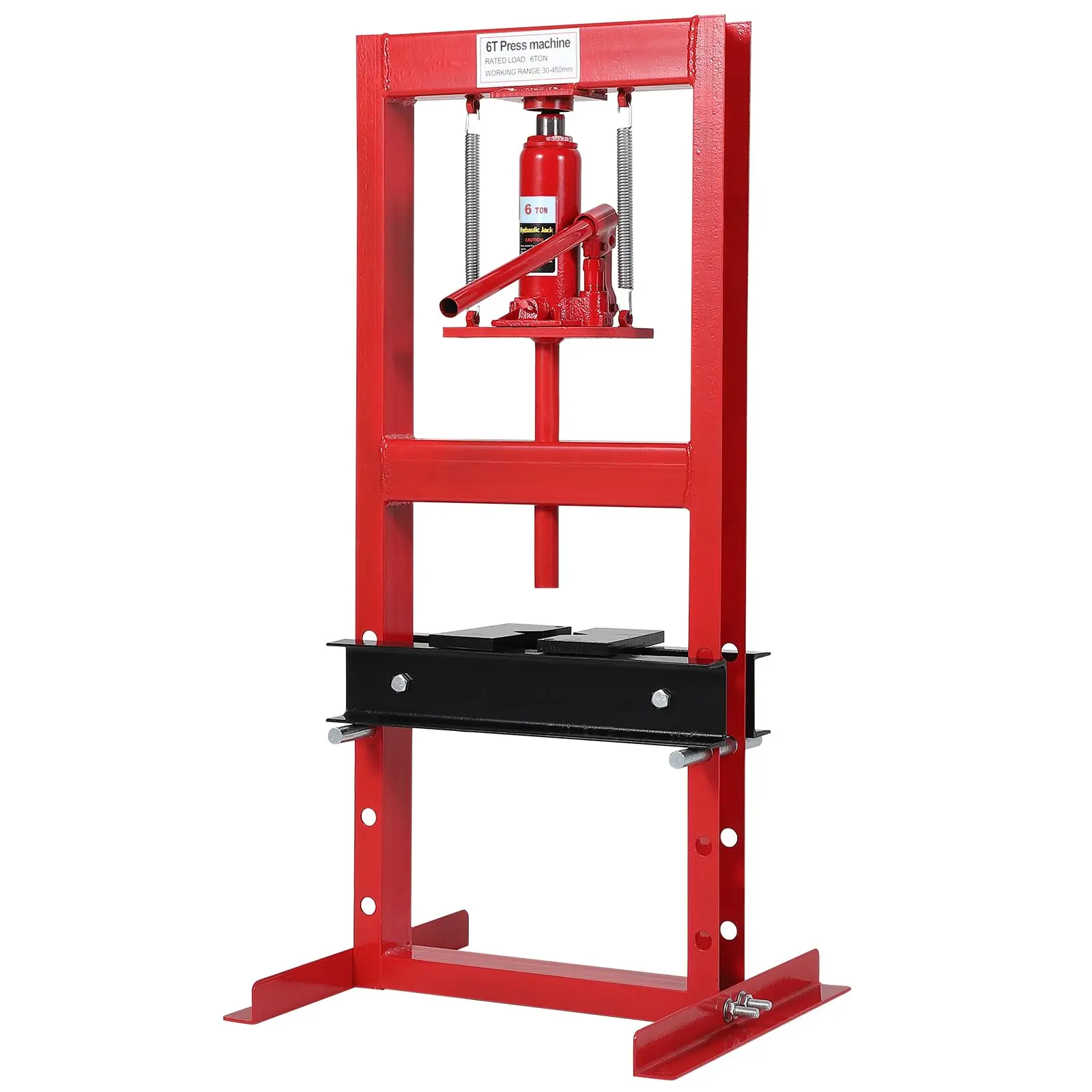 Garvee Upgraded 6-Ton Hydraulic Shop Press, Heavy Duty Benchtop Hydraulic Shop Press with 2 Press Plates, H-Frame Pneumatic Shop Press Adjustable Height,Red