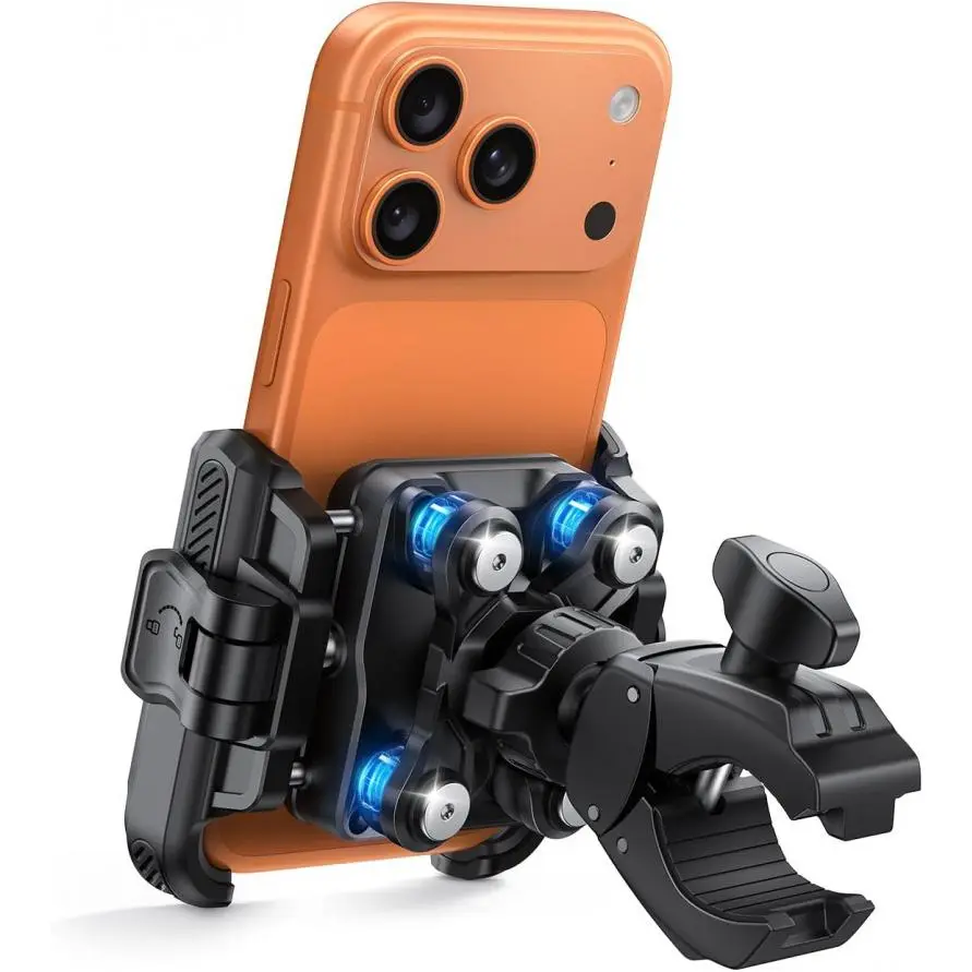 Motorcycle Bike Phone Mount with Upgrade Vibration Dampener |   Camera Friendly, for 6-7.2" Phones, Bike Phone Holder Handlebar Clamp, Bicycle Cell Phone Mount, iPhone, Galaxy