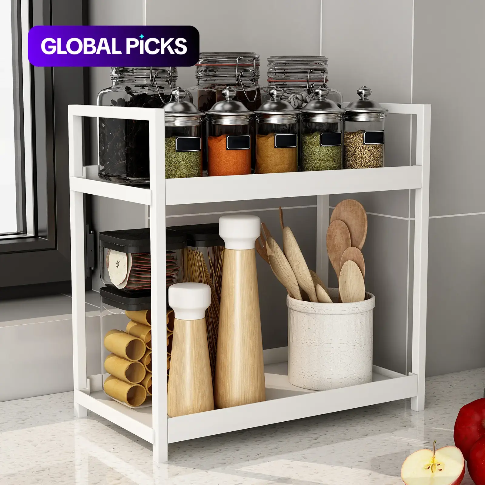 2-Tier Bathroom Storage Rack, Multifunctional Cosmetic Shelf and Home Organizer for Bathroom & Kitchen, Easy-Installation Organizing Accessories, Great Summer Gift #GLOBAL PICKS
