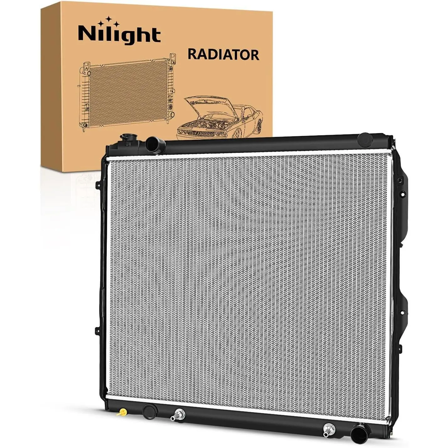 Nilight Premium Airtight, Heat-Resistant ABS Aluminum Engine Cooling Radiator Complete Unit - Precision Fold, Leak-Tested for Toyota Tundra 4.7L V8 (2004-2006) & Sequoia (2001-2007)