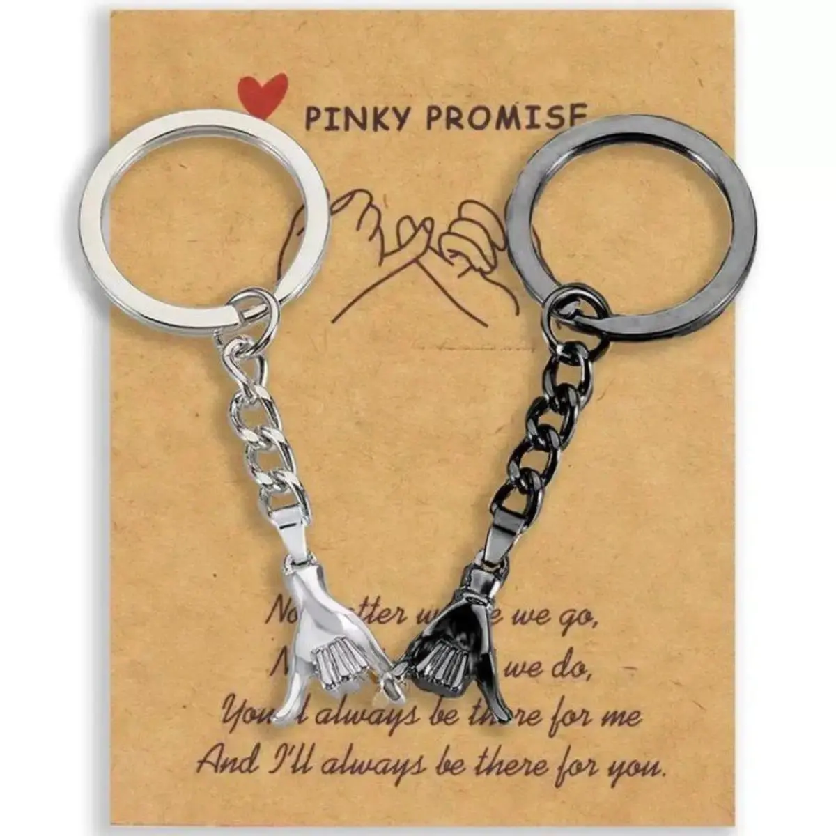 2PCS Matching Pinky Promise Keychains, Cute Interlocking Couple Charms, Anniversary Gift for Girlfriend, Boyfriend & Best Friend