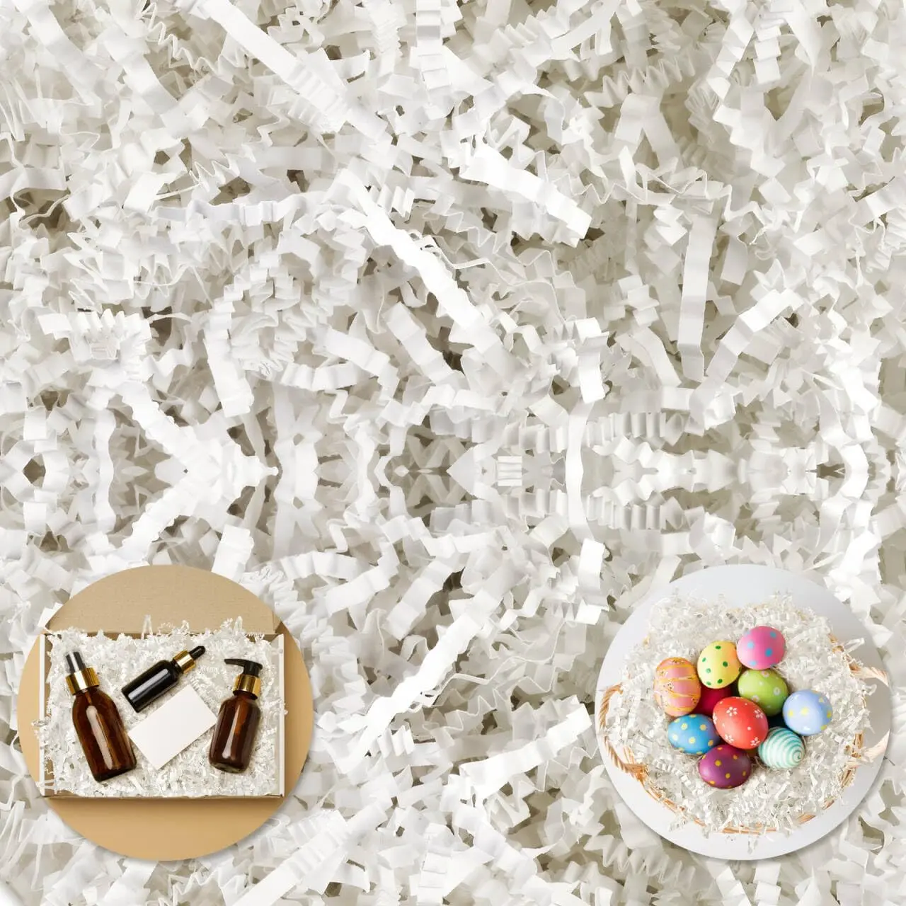 Crinkle Paper Filler, 1/2LB(8 oz) Shredded Paper For  Baskets, White bridesmaid proposal gifts, Crinkle Cut Paper Shred For Birthdays, Weddings, Mother's Day, Boxes Bags, Basket Filler, Anniversaries,  Wrapping