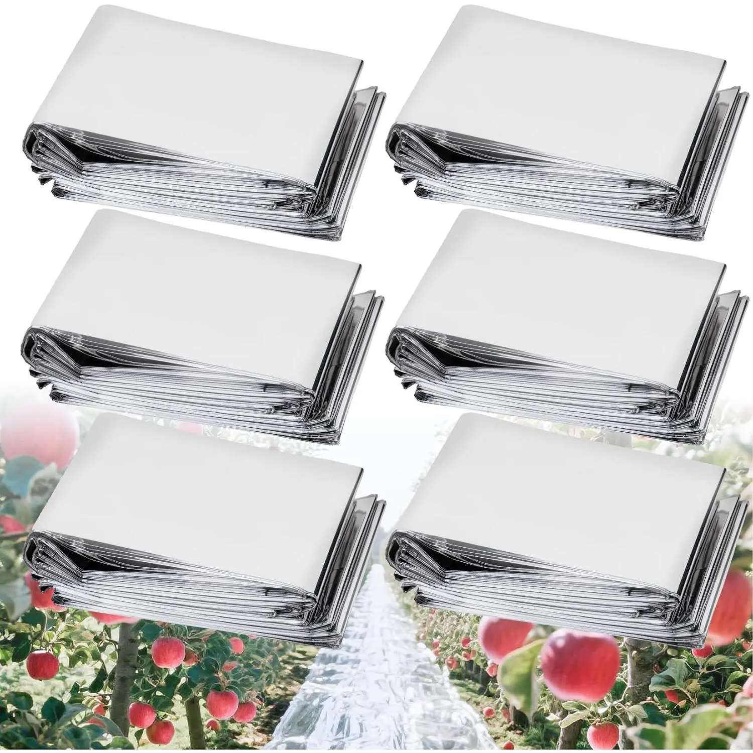 RAINFOLW 6 count Reflective Mylar Film - Mylar Blankets for Garden Greenhouse  Growth Tent Keep Warm Lightweight Foldable for Camping    High Reflectivity Light 83x63in