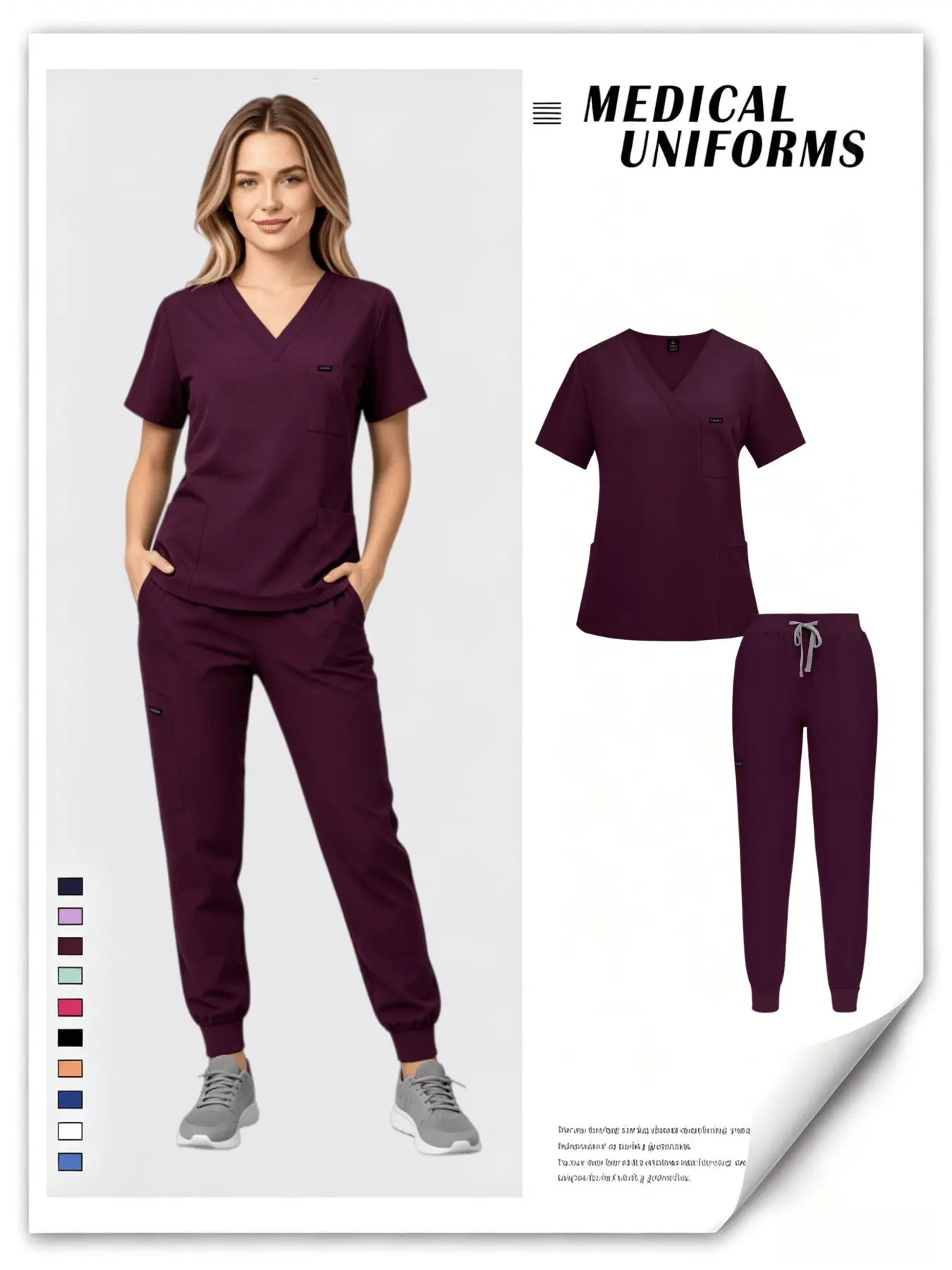 Unisex Breathable Soft Complete Scrub Uniform Workwear Short Sleeve Top Long Pants Set Suitable For Hospital Nurse Confinement Rehabilitation Nursing Home Staff Sport Daily Commute Wear