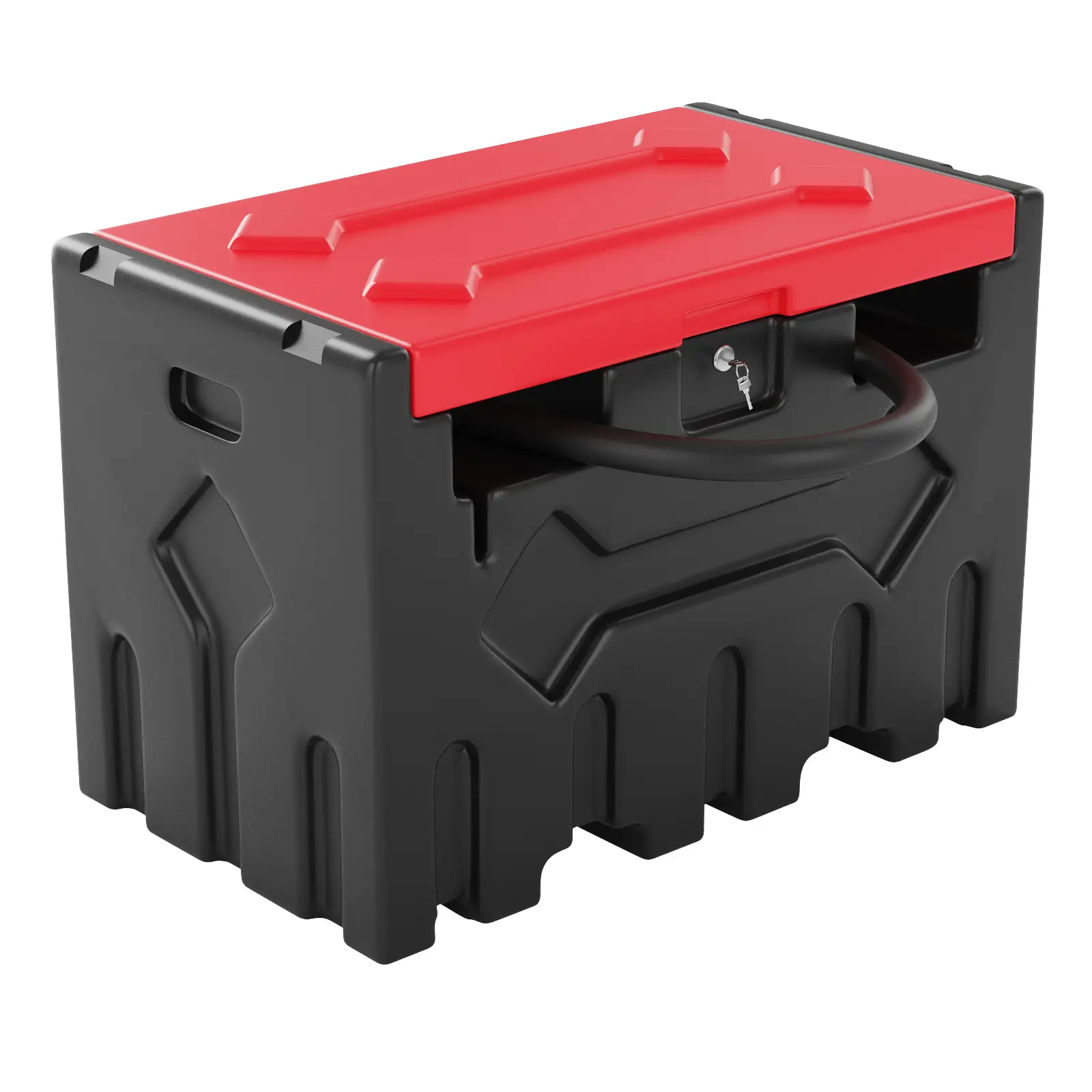 Portable 52 Gal Diesel Tank, 10.6 GPM Fast Flow Rate Diesel Fuel Tank with 12V Transfer Pump, Automatic Nozzle, Diesel Transfer Tank for Easy Fuel Transportation & Fit The Truck Bed for Vehicle Maintenance, Black/Red