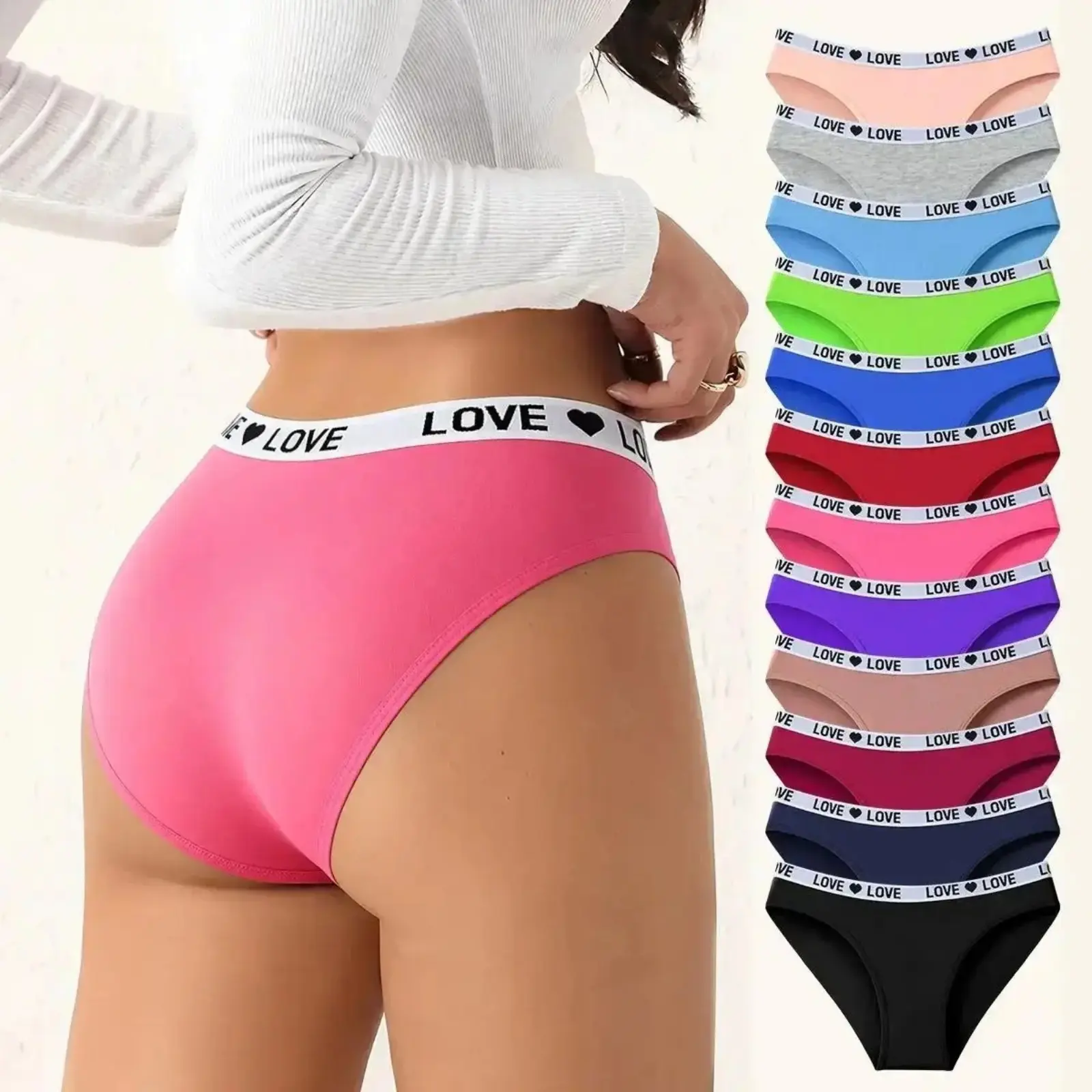 Women’s Cotton Brief Panties 7/10/12 Pack - Color Block Letter Print, Soft Stretch, Breathable Basic Underwear - Comfortable Everyday Activewear Sports Clothes for Daily Sports, Back to School