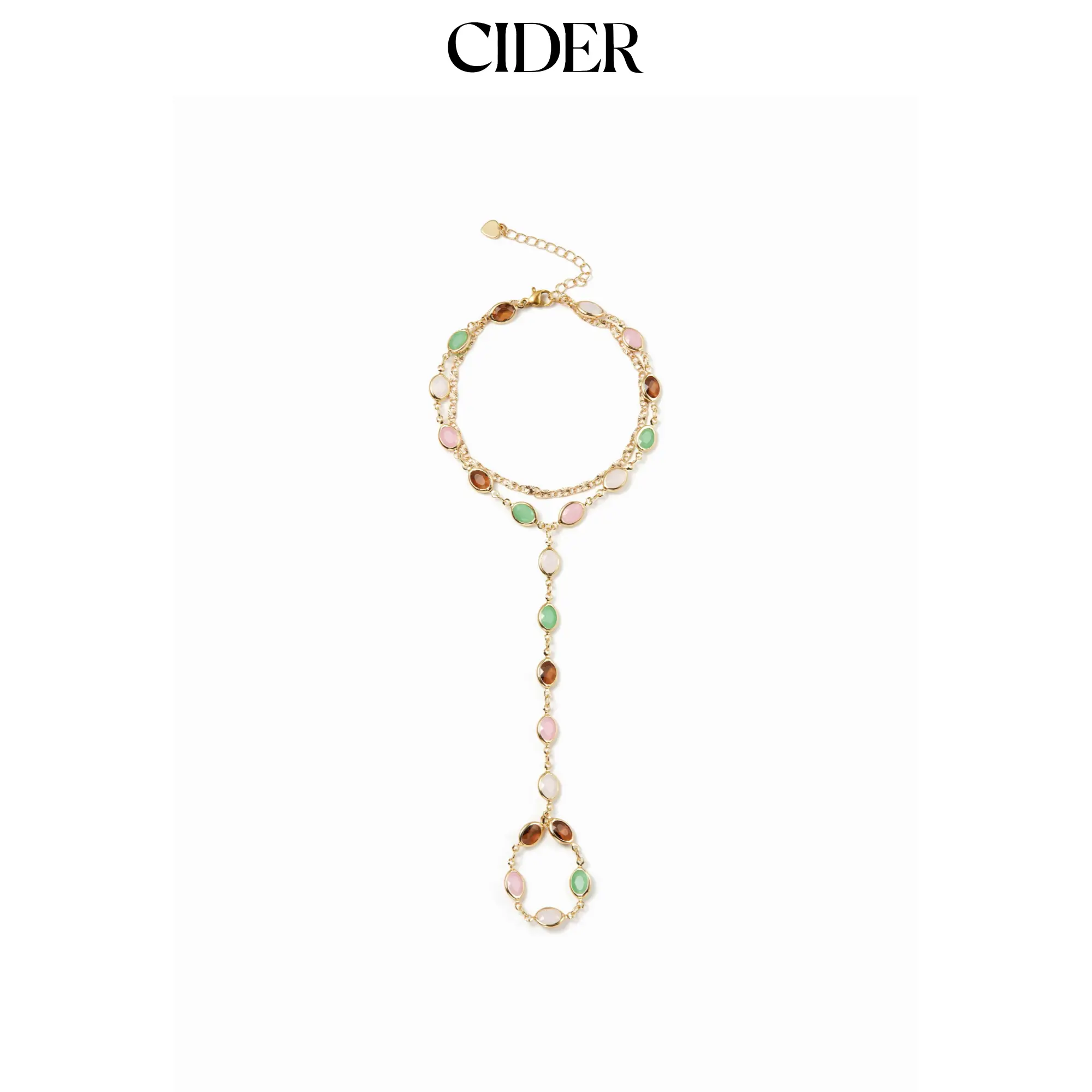 Cider OVAL RESIN LAYERED HAND CHAIN BRACELET