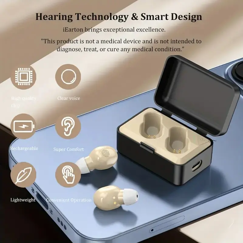 04 Invisible Ear-Hanging Hearing Aid, Lightweight Noise Reduction, Elderly Use, No Setup, Ready to Wear, Zt-12t Model
