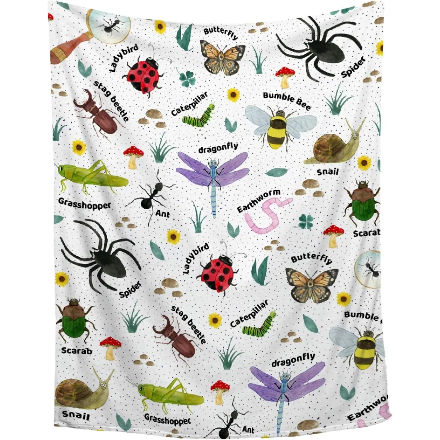 Blanket |  Blanket  for Boys Girls | Plush Cozy Beetle Decor Throw for Sofa, Couch, Bedroom | Nature  Decor Gifts for  Seasons | 40"x50"-/Throw Size