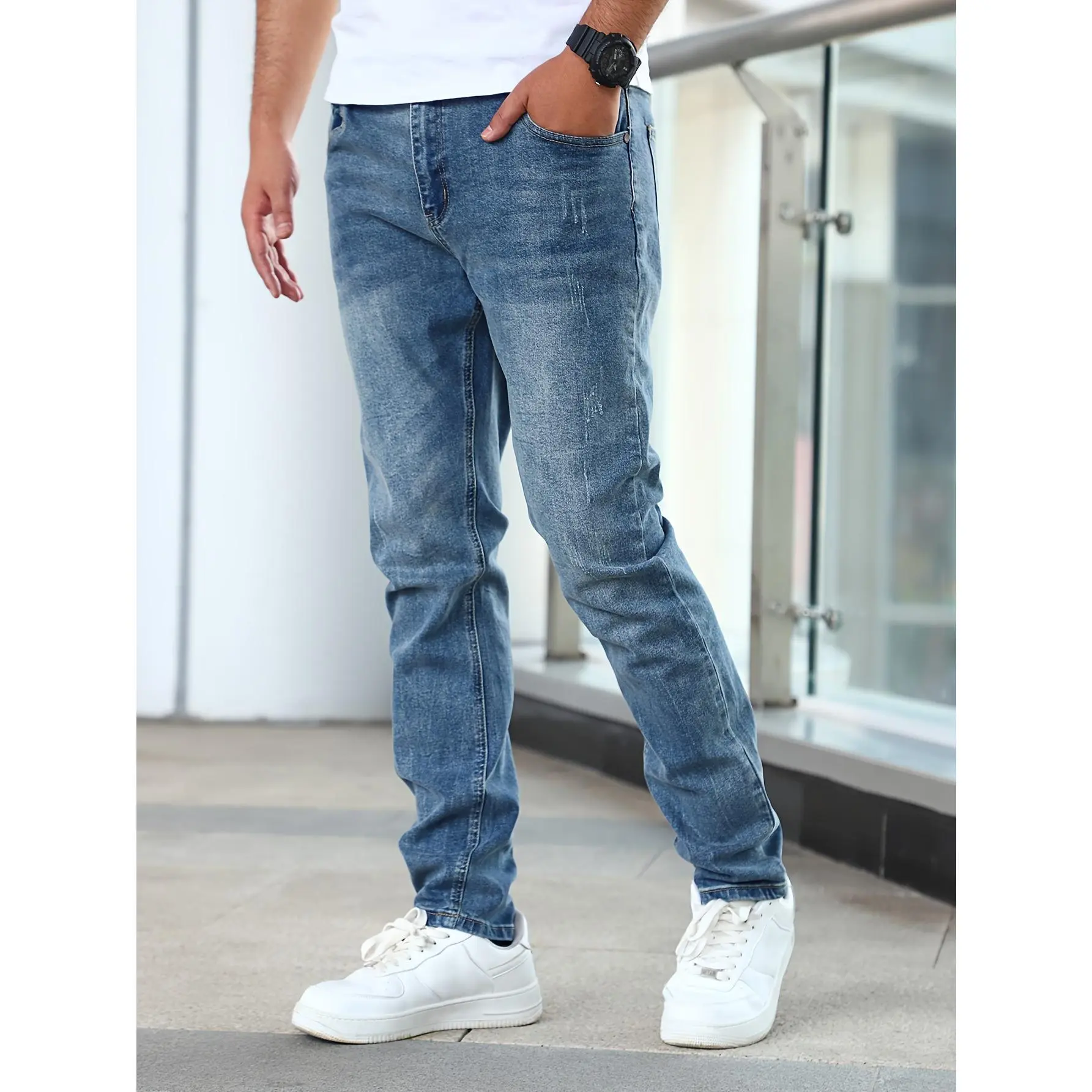 Men's Regular Fit Straight Leg Jeans, Lightweight Slim Fit Casual Comfy Denim Jeans for Daily Wear, Fashion Streetwear Men's Bottoms for All Seasons Pants