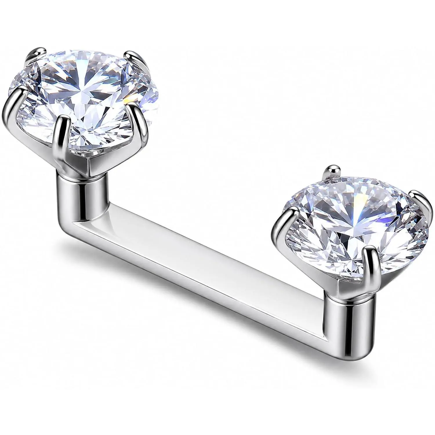 14G Titanium Internally Threaded Surface Barbell - Minimalist CZ Accents Body Jewelry, Flat Profile Smooth Polish, Lightweight Comfortable for Tragus Anti-Eyebrow Nape, Everyday Wear