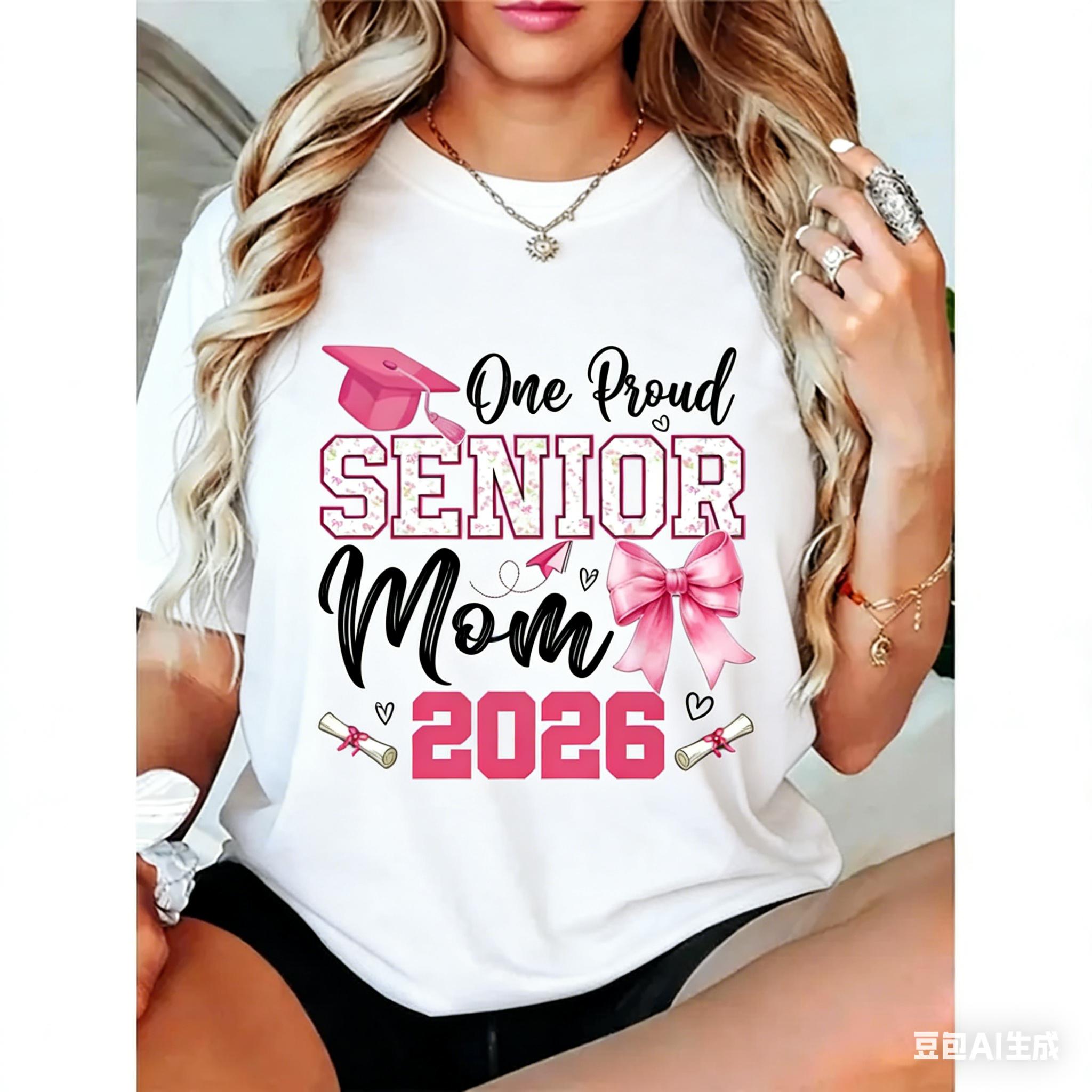 Cotton Unisex Senior Mom 2026 Matching Family Graduation Class Of 2026 T-Shirt