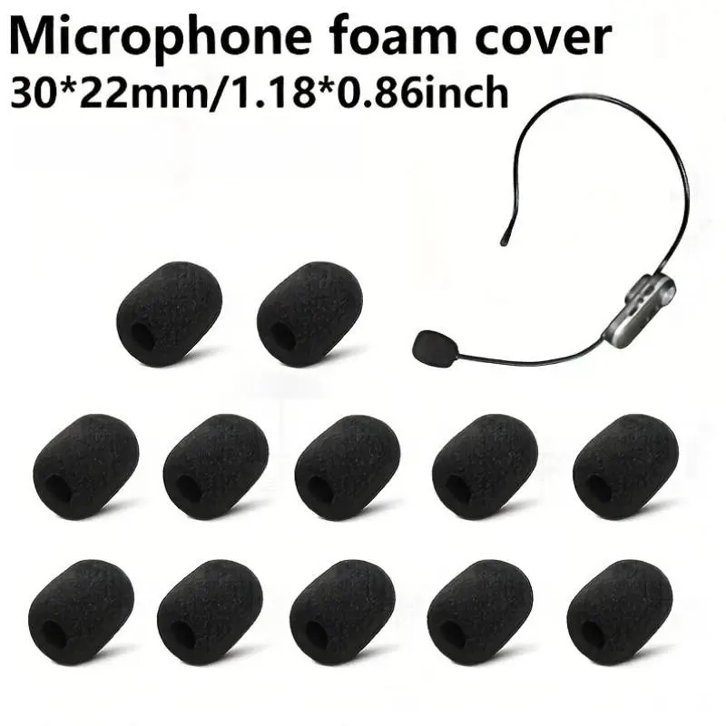 12 Pcs Microphone Sponge Foam Covers with Transparent Storage Box, Windscreen for Various Headsets, Noise Reduction Mini Foam Guards