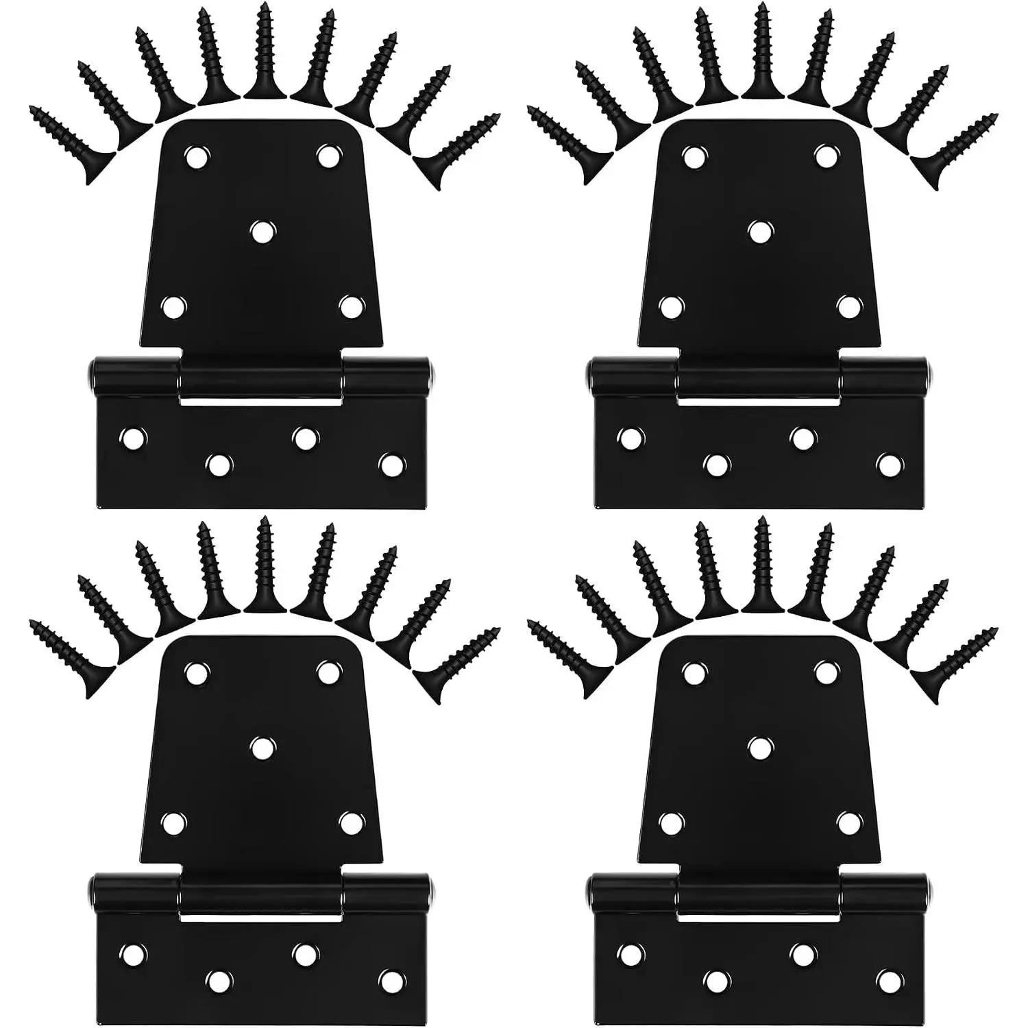 Heavy Duty Gate Hinges 3.5 inch 4 Pack Extra Thick Industrial T Hinges Barn Door Hinges Shed Door Hinges for Large Wooden Gates Wood Fence Outdoor - Black Iron Finish (Screws Included)