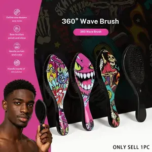 360 Wave Brush, Hard Brush, With ABS Handle for 360 waves Brush, Made With Reinforced & Nylon Bristles, Brush for Curly Hair, for Boyfriend & Father Gift