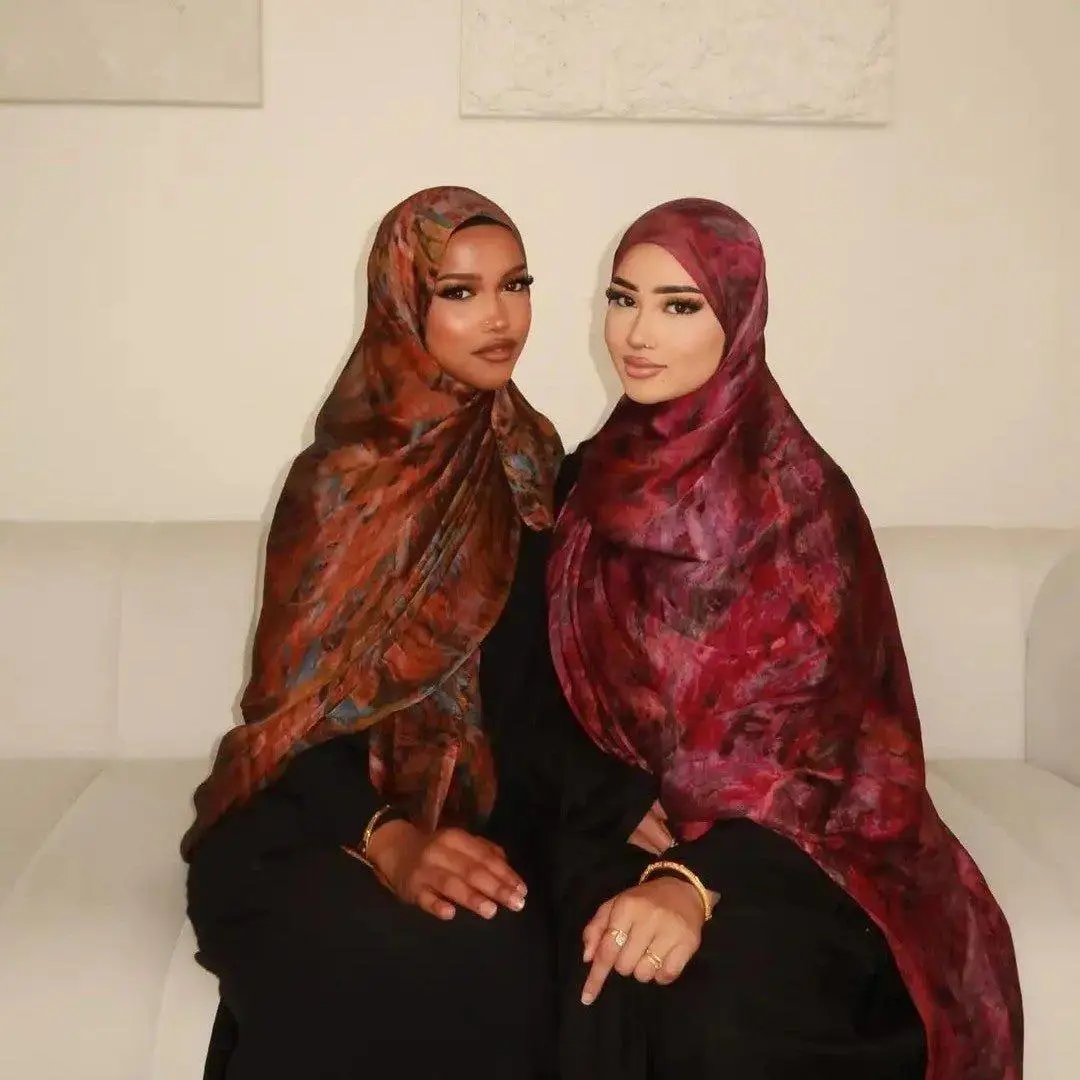 Women's Hijab Scarf, Artistic Marble Print in Lightweight Satin with a Subtle Sheen for Casual Modest Fashion, Artistic Depth, Pashmina Scarves, Graceful Flow, Muslim Fashion, All Seasons, Marble-Inspired Design