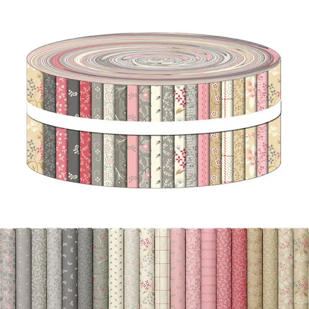 40 Pcs Vintage Floral Print Precut Fabric Strips, 2.55x19.7 Inch Premium Cotton-Polyester Bundle, Quilting Supplies for DIY Sewing Crafts, Gift Wrapping, Precut Strips