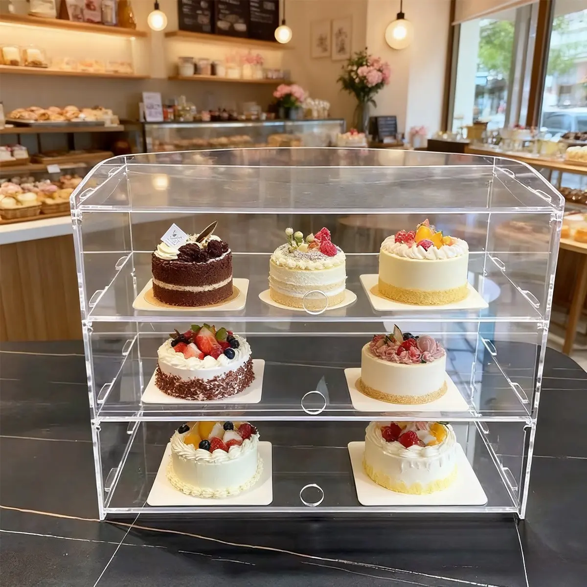 Acrylic Bakery Display Box, Commercial Countertop Transparent Showcase, Cupcakes, Desserts, Snacks, Multi-Layer Cookie Rack, Coffee Shop, Bread Store