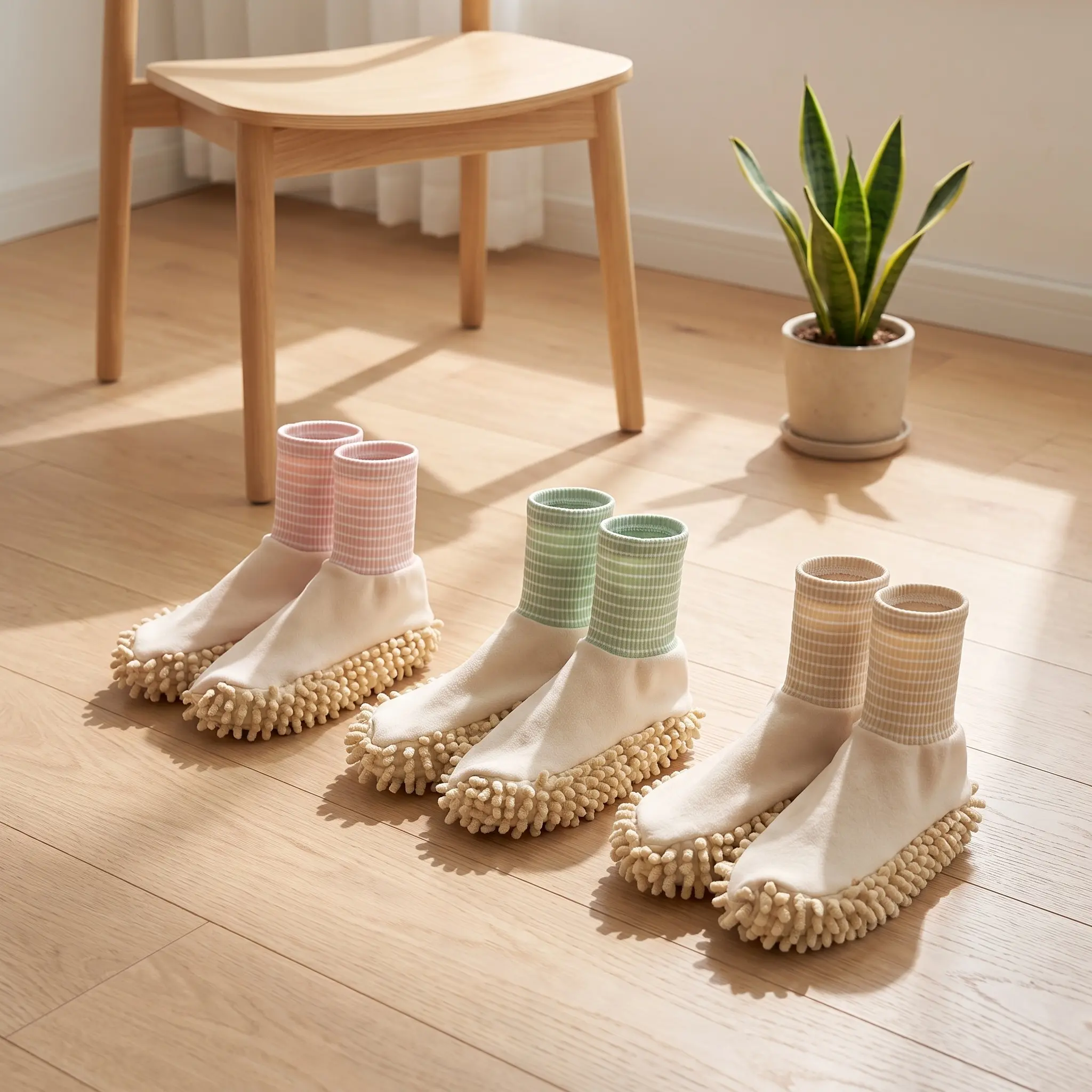 Lazy Floor Cleaning Socks For Easy Mopping Anti Slip Home Cleaning Absorbent Polyester Socks For Women Young Adults Winter 2025 New Mop Socks For Mopping Khaki