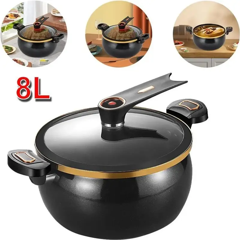 Large Capacity Stockpot with Twist Lock Handle for Quick Cooking, Non-Stick 8.45QT Multi-Purpose Cooking Pot, Multifunctional Soup Pot Cookware#DealsForYouDays