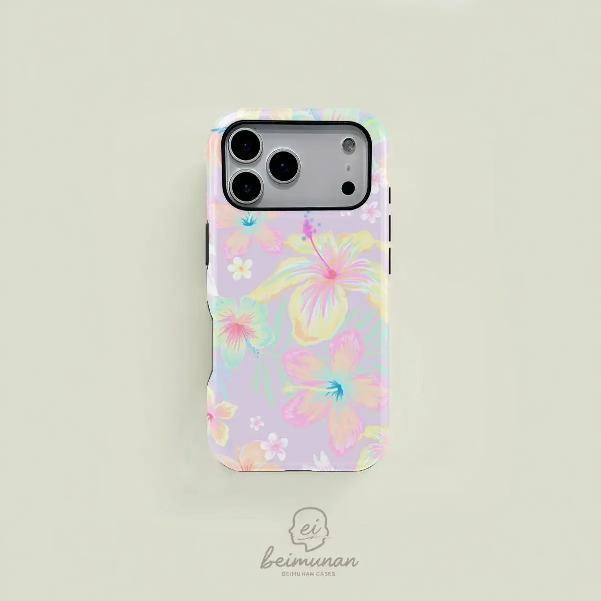 Pastel Purple Hawaiian Hibiscus Flower Phone Case, Anti-slip & Fade Resistant. Compatible with Apple 17/16/15/14/13/12/11/X and Samsung S26/25/24/23/22/21 phones. Shockproof phone case — lightweight, stylish, and durable.