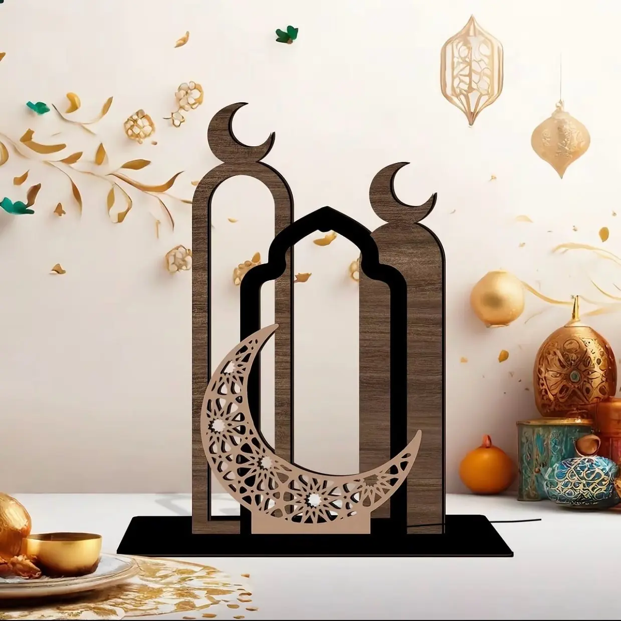 1pc Ramadan Table Centerpiece,Wooden Ramadan Mubarak Standing Table Sign I Farmhouse Style, Religious Theme, Islamic Table Decor Sign, Gift Ramadan Kareem Table Decor Ramadan Mubarak Decor Sign Holiday Decorations, Stylish Religious Decor