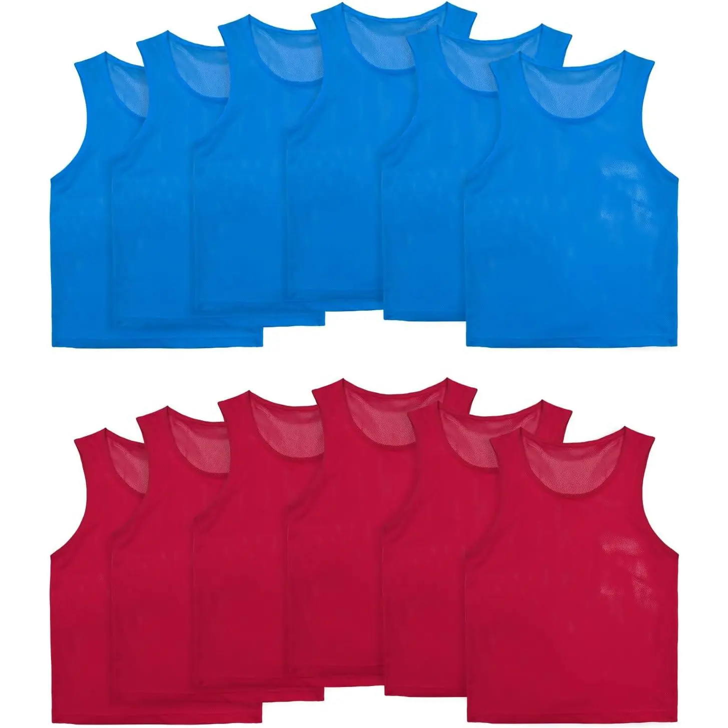 VOGRYE Unisex Short Sleeve Pinnies Pack - 12/24 Pack Lightweight Scrimmage Vests for Basketball, Football Team Practice, Youth/Adult, Multiple Colors