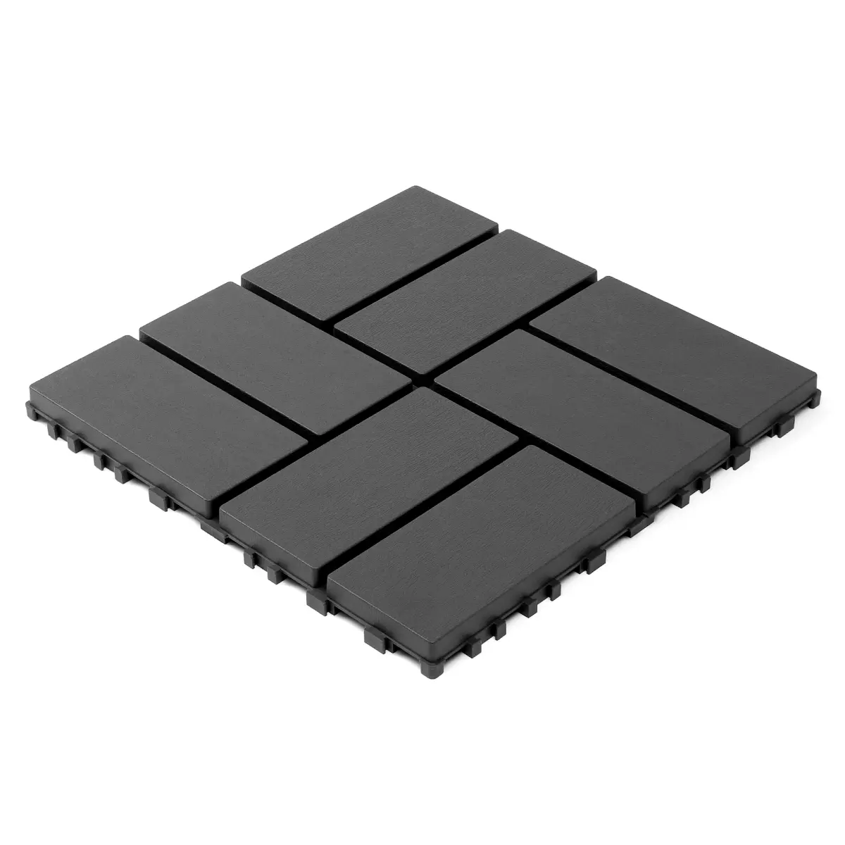 Dark Gray PP Material 12x12 in Interlocking Decking Tiles (44 Packs, 0.8 in Height, 0.75 lbs) - Waterproof All-Weather Easy-Install Outdoor Interlocking Pieces Click-Parquet Flooring for Backyard, Pool, Balcony (Home Improvement Building Supplies)