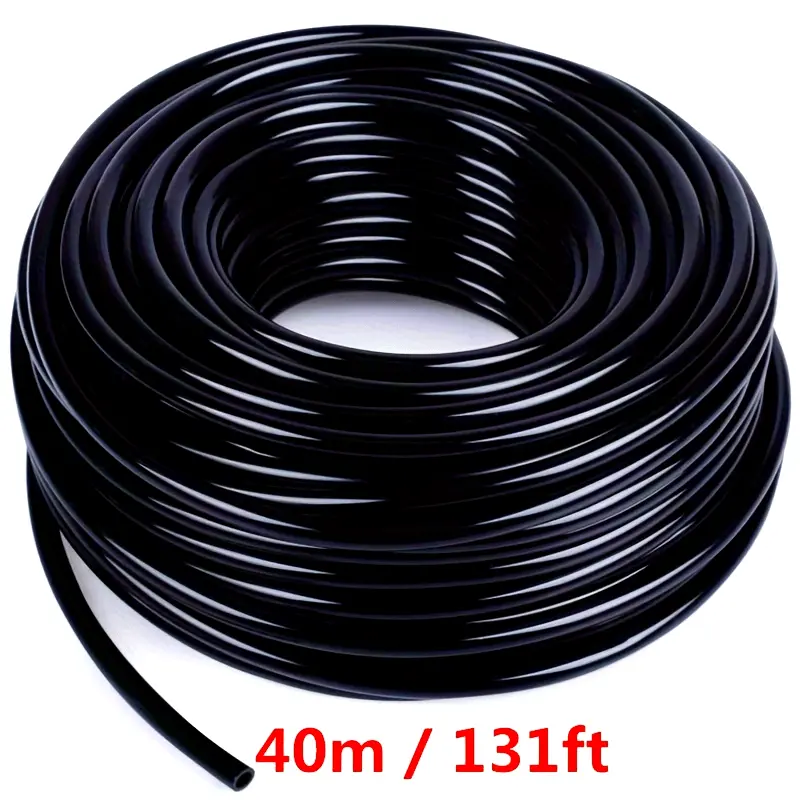 Plastic 1/4 in Thick PVC Flexible Tubing Watering Kit with 4/7 Capillary Tube, 40m/131ft Tube, Agricultural Greenhouse Overhead Spray Pipe & Thick PVC Tubing Accessories for Drip Irrigation