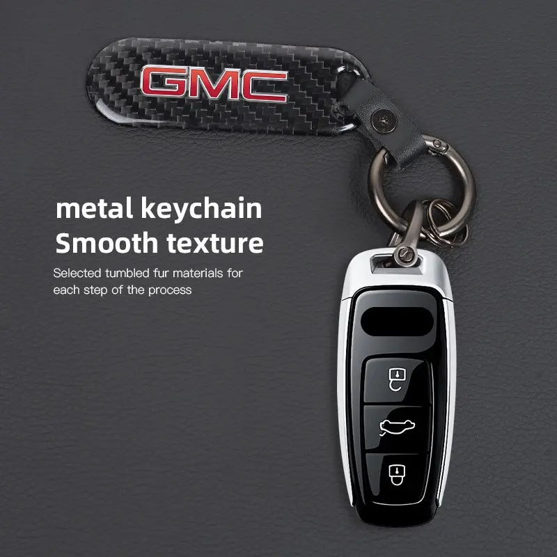 1Pcs Carbon Fiber Key Chain Car Key High Grade Keyring For GMC Terrain Sierra Canyon Yukon Acadia Savana Denali AT4 Granite