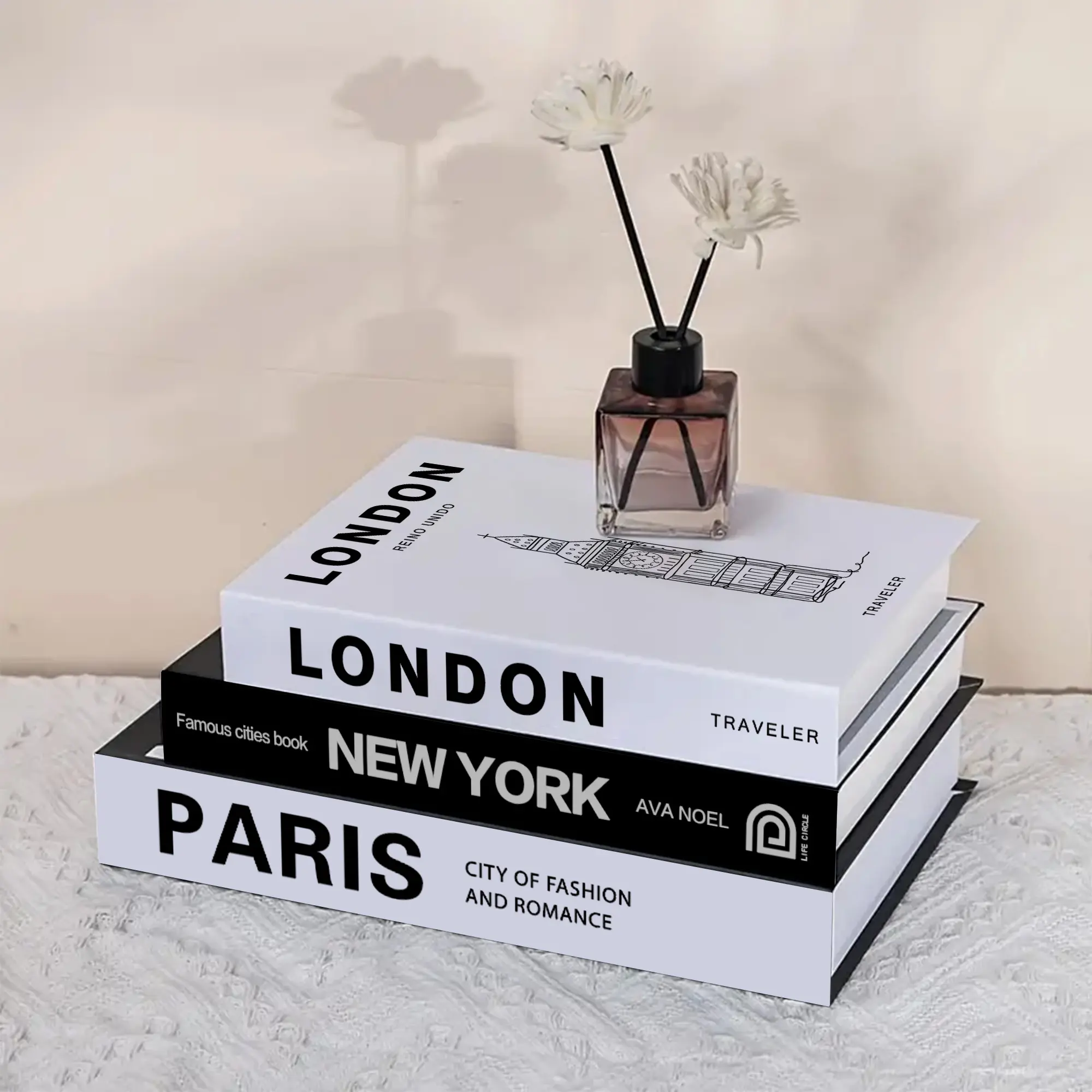 Beautiful Decorative Faux Coffee Table Books for Home Bookshelf, Modern Living Room & Desk Decor, Novelty Stackable Decor Props, Set of 3 Home Decor Products