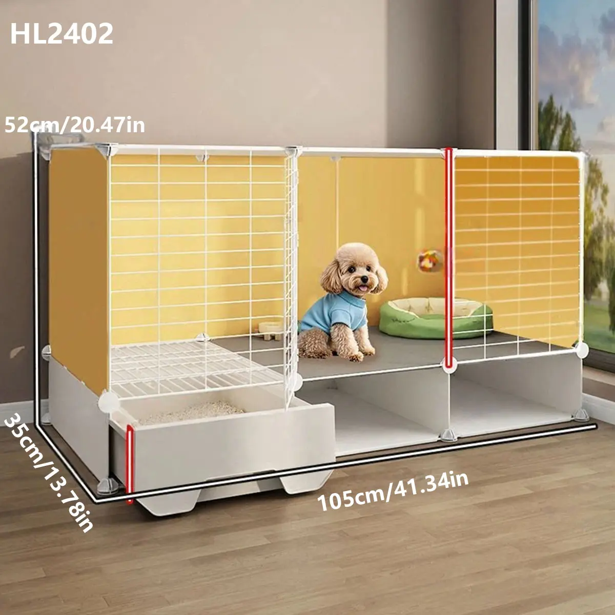 Small Dog Cage Indoor with Toilet Separation, Home Pet Teddy Corgi Puppy House, Puppy Crate, Rabbit Villa, Kitten Cage with Litter Box