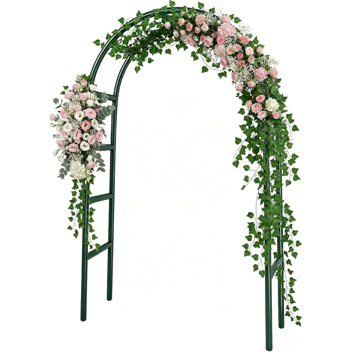 7.8ft Metal Garden Arch Trellis for Climbing Plants Outdoor, Garden Arbors and Arches, Halloween Archway for Pumpkin Balloon Rose Vines Wedding Christmas Birthday Party Decorations, Army Green