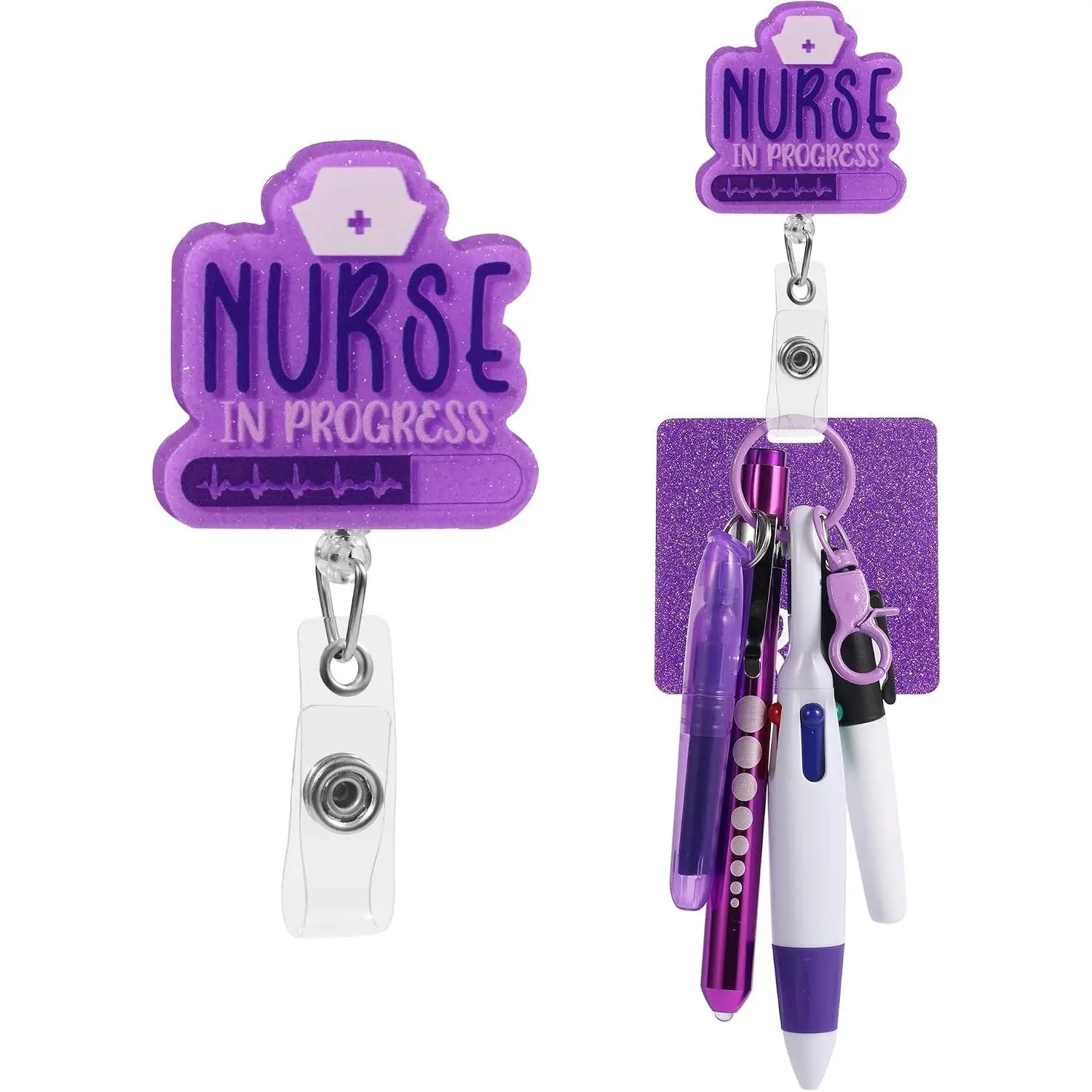 Nurse Badge Reel 6-Pack , Retractable ID Badge Holder Clip with 24 Inch Cord,  School Essentials for Students RN CNA LPN Healthcare Professionals