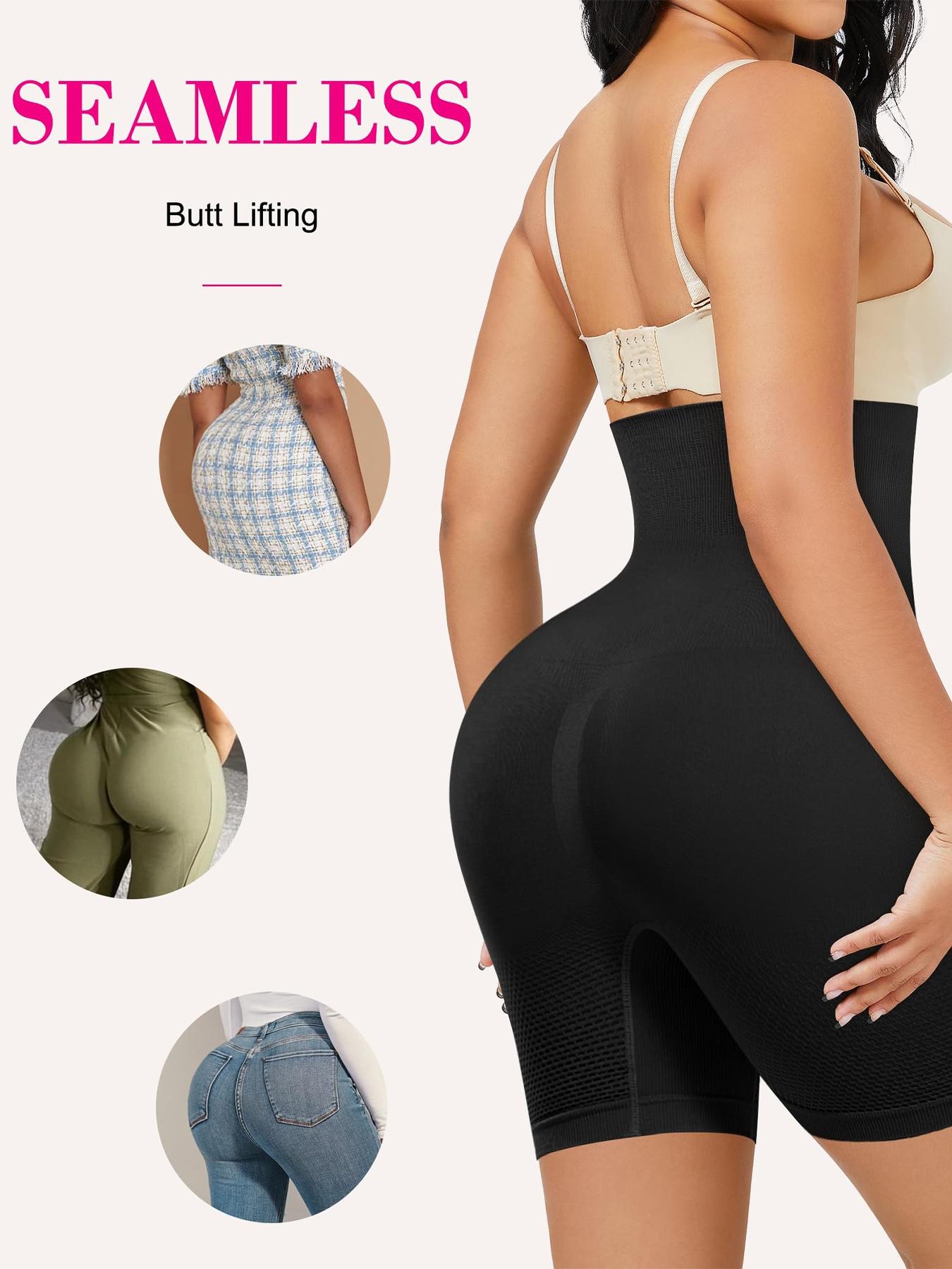 Plus Size Solid High Waist Shapewear Shorts, Tummy Control Butt Lifting Shapewear Bottoms, Women's Shapewear for All Seasons